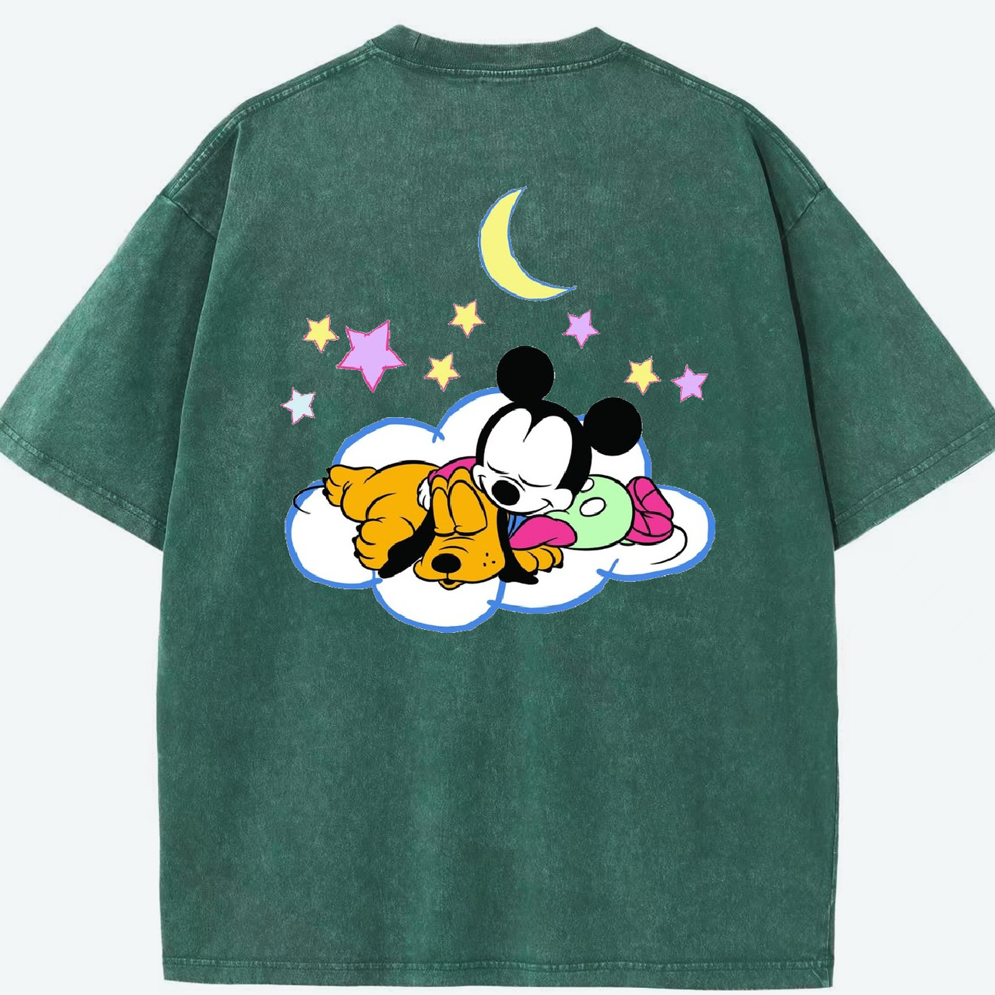 （画像用） ミッキーマウス Mickey Mouse 綿100% ヴィンテージ風 半袖Tシャツ（背面プリント）